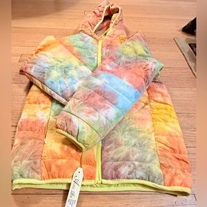 Colorful Tie-Dye Puffer Jacket Medium 12:14